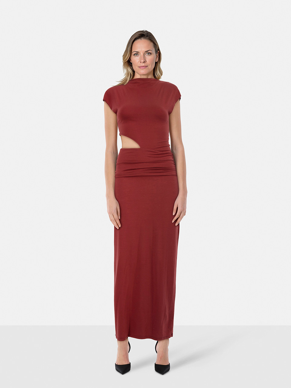 Reformation Brick Red Cut Out Maxi Dress