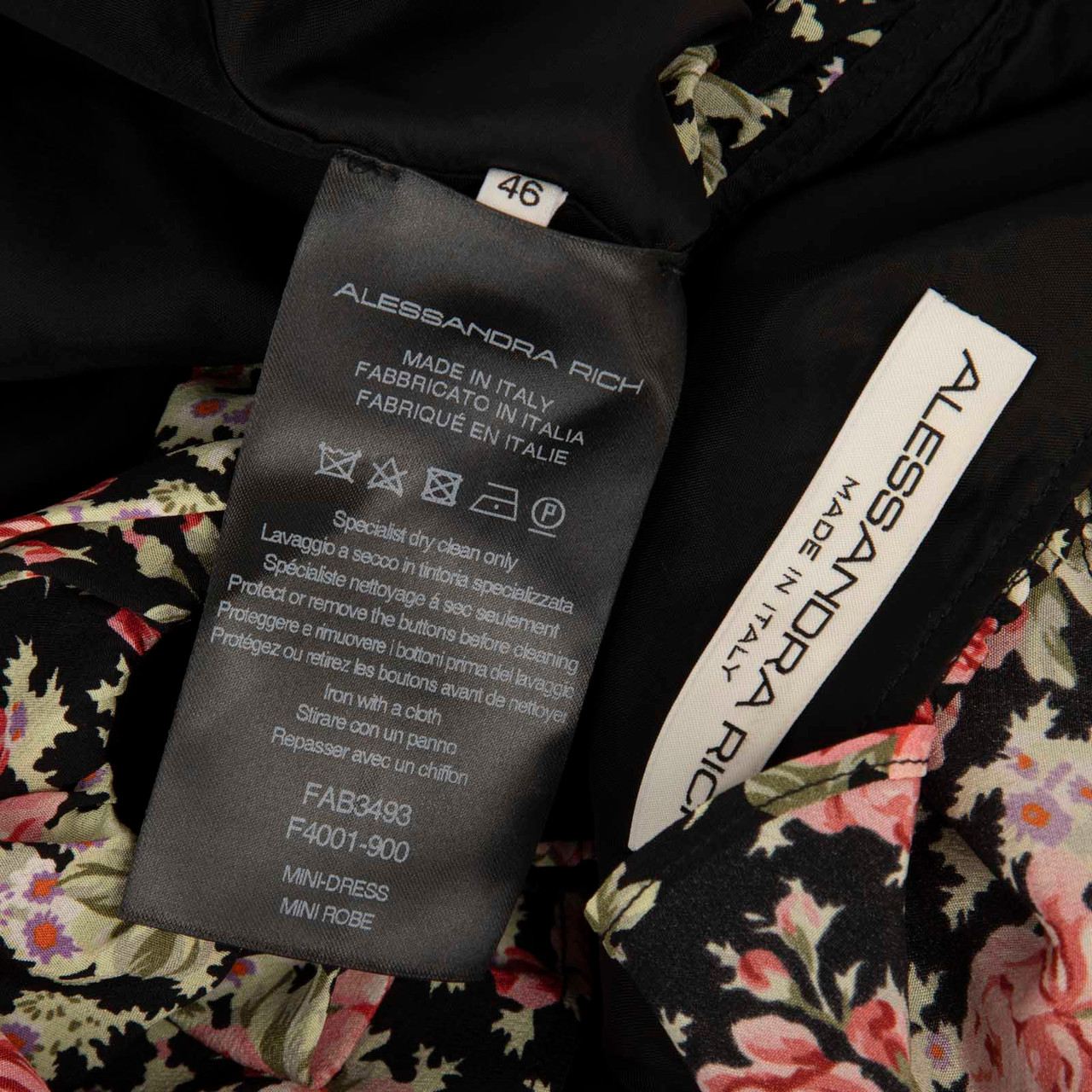 Alessandra Rich Floral Ruffle Neckline Mini Dress