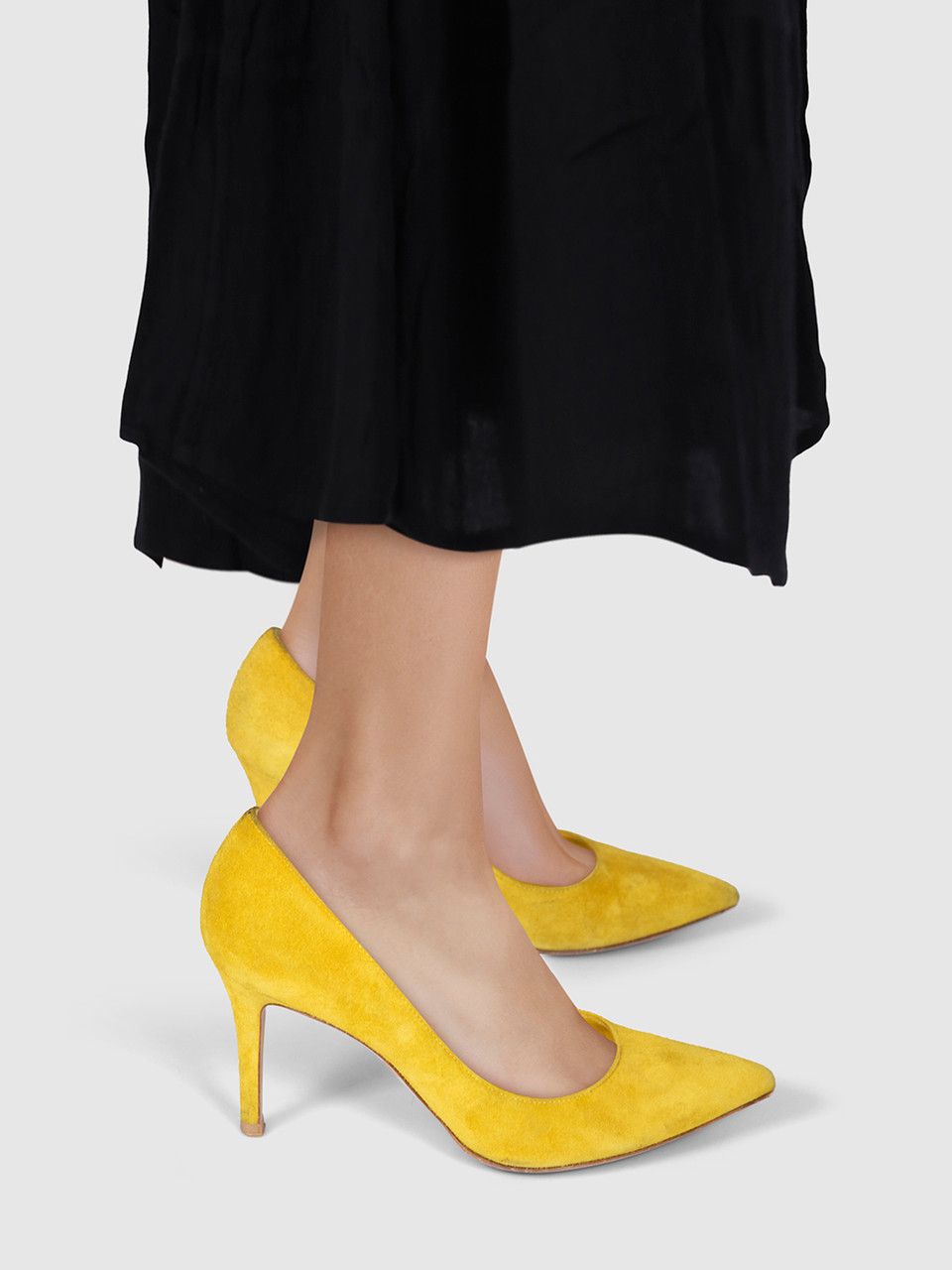 Gianvito Rossi Yellow Suede Point Toe Pumps