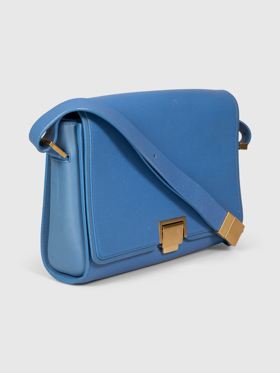 Smythson Blue Leather Crossbody Bag
