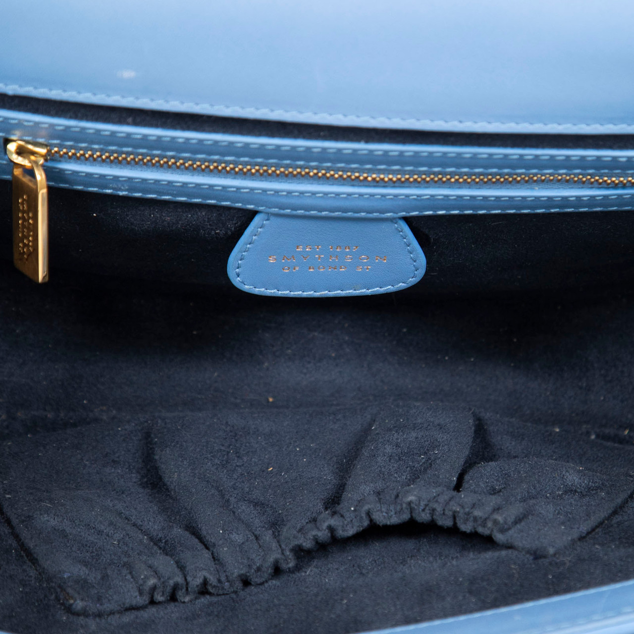 Smythson Blue Leather Crossbody Bag