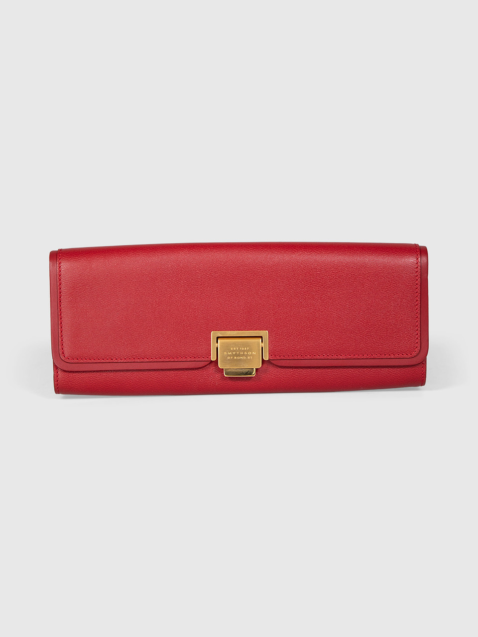 Smythson Red Leather East West Clutch