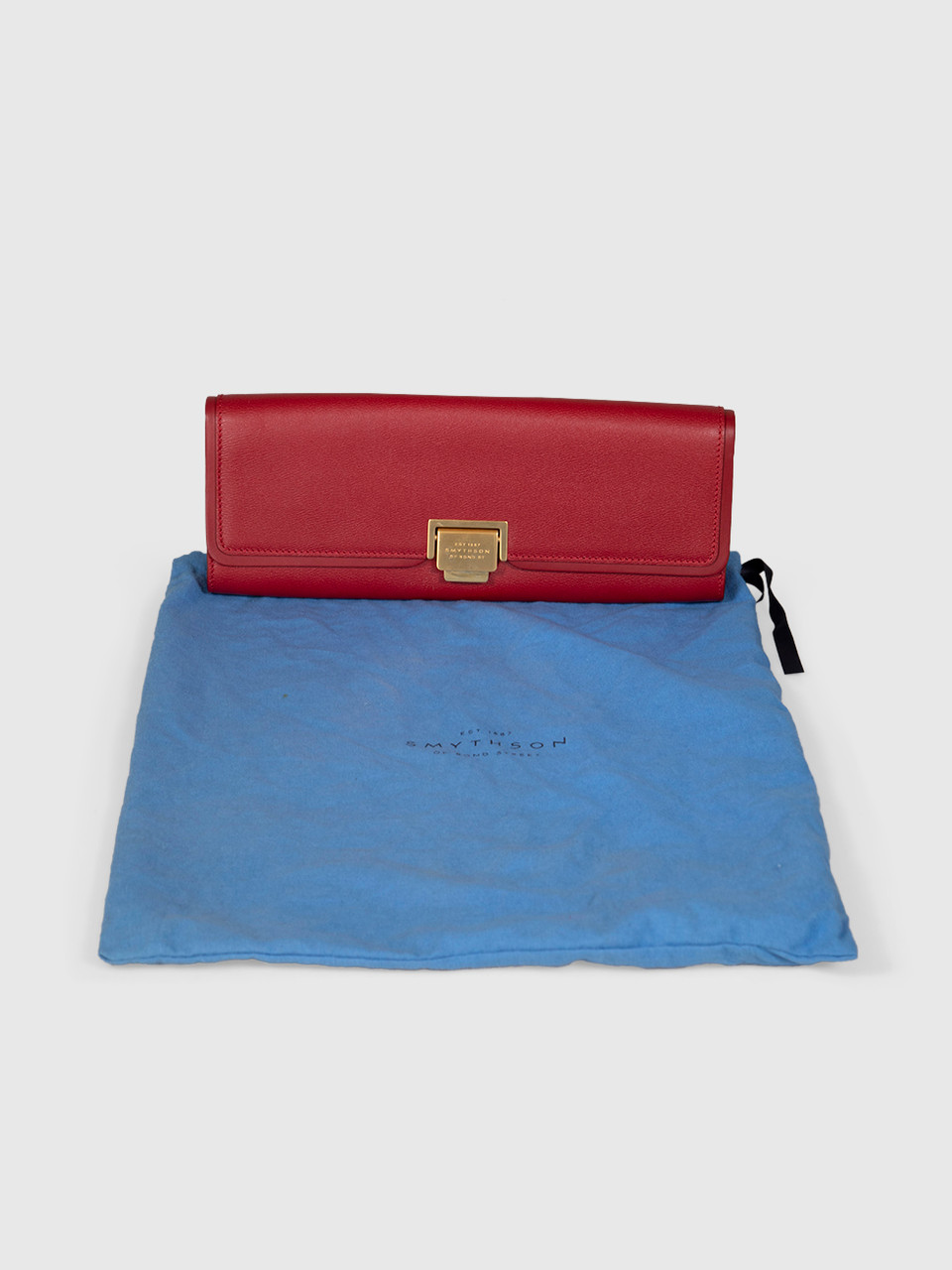 Smythson Red Leather East West Clutch
