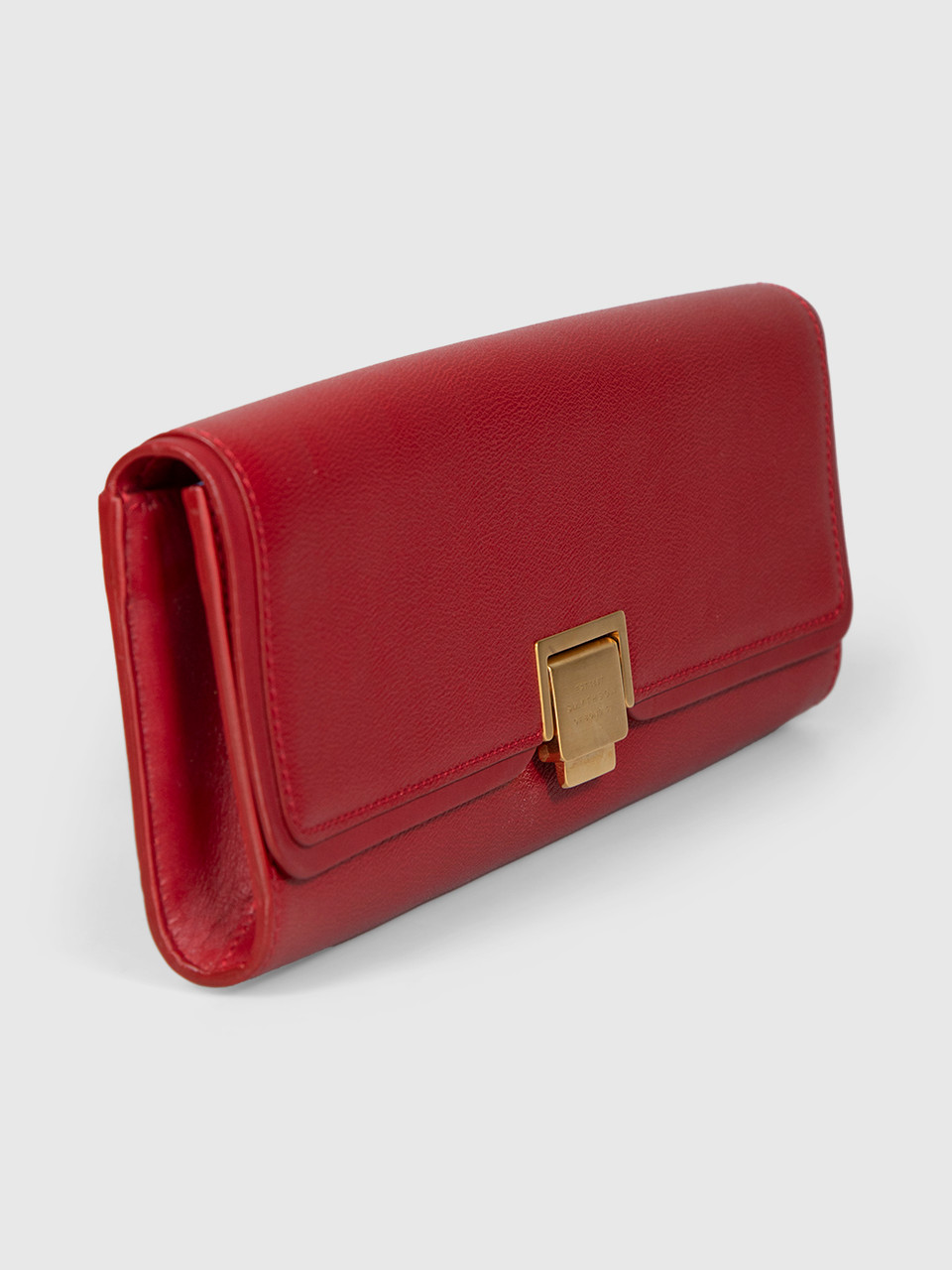 Smythson Red Leather East West Clutch