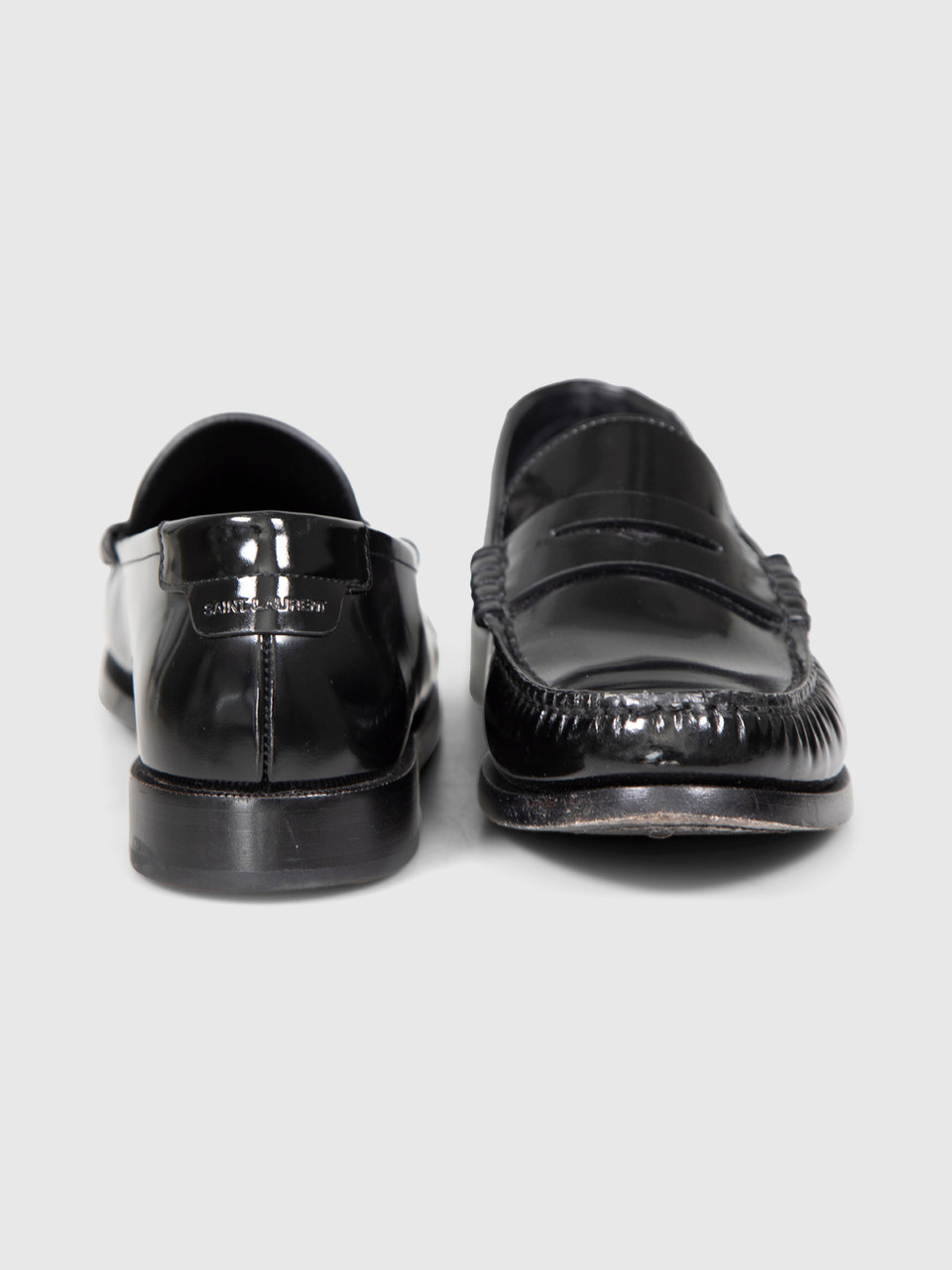Saint Laurent Black Leather Logo Hardware Loafers
