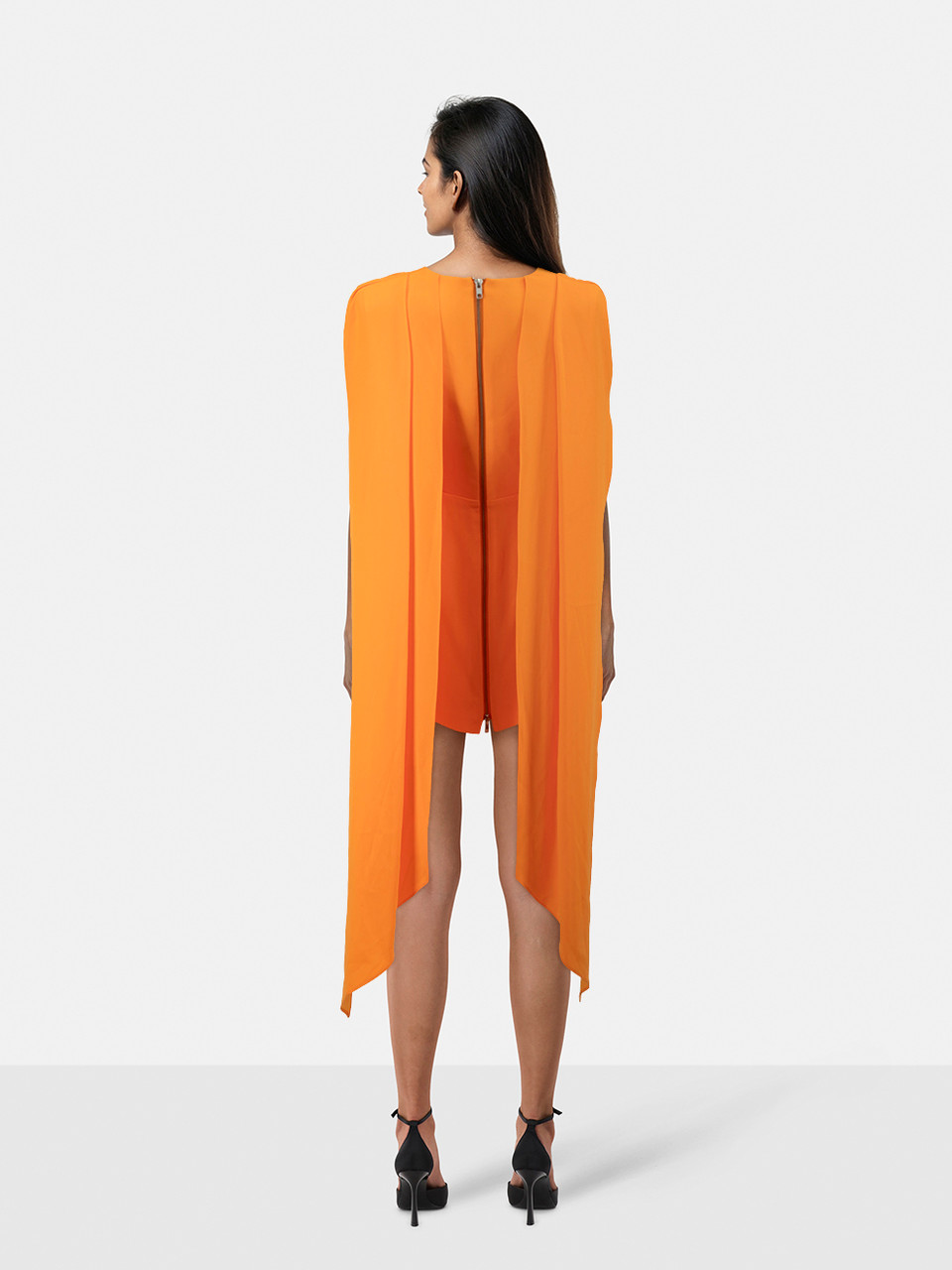Alex Perry Orange Drape Detail Bodycon Dress