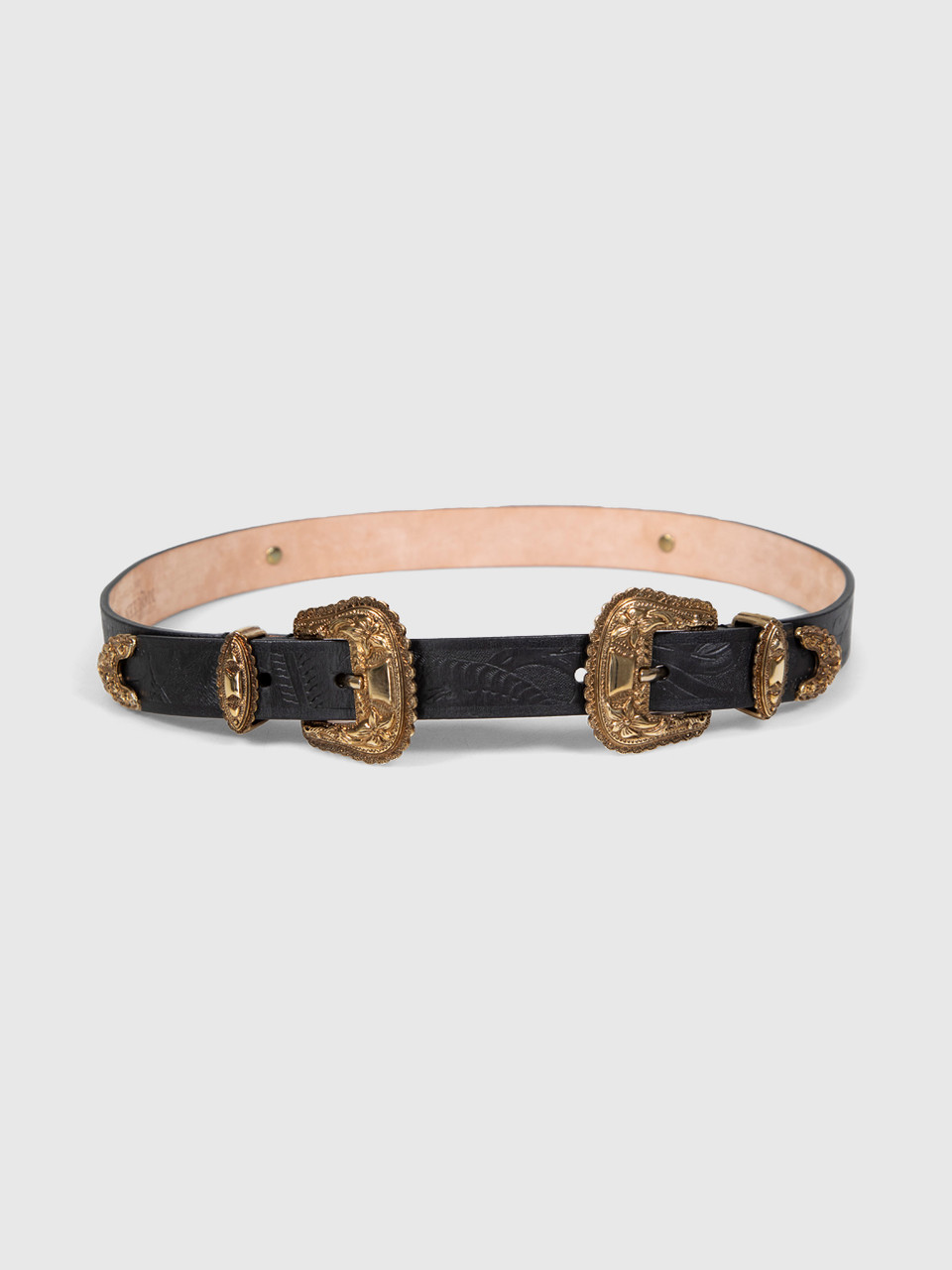Alexander McQueen Black Leather Double Buckle Belt
