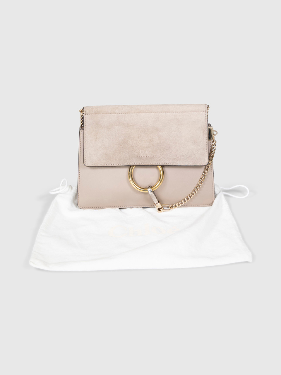 Chloé Grey Suede Faye Small Crossbody Bag
