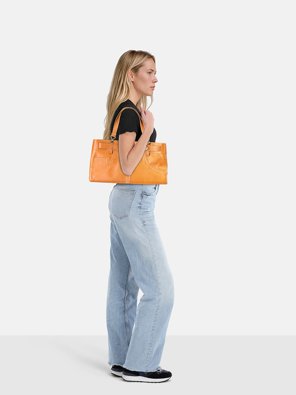 Dior Vintage Tan Leather Jeans Pocket Tote Bag