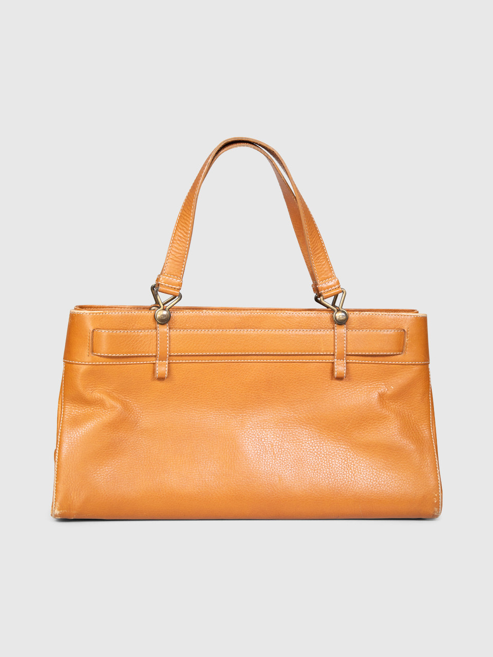 Dior Vintage Tan Leather Jeans Pocket Tote Bag