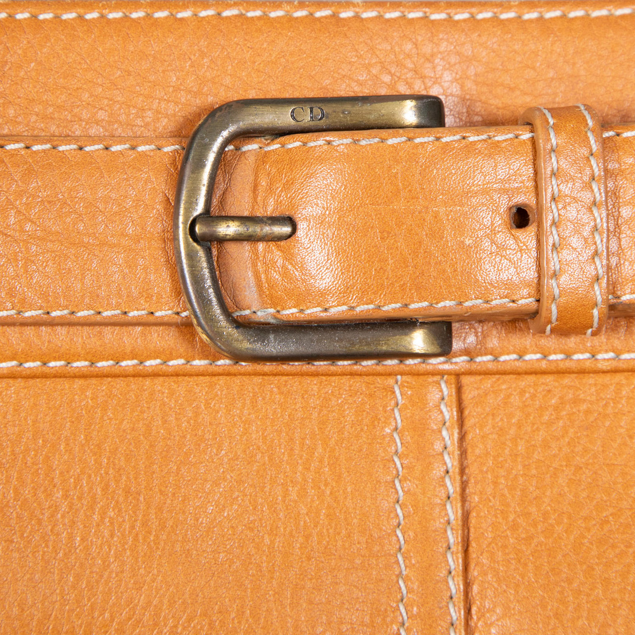 Dior Vintage Tan Leather Jeans Pocket Tote Bag