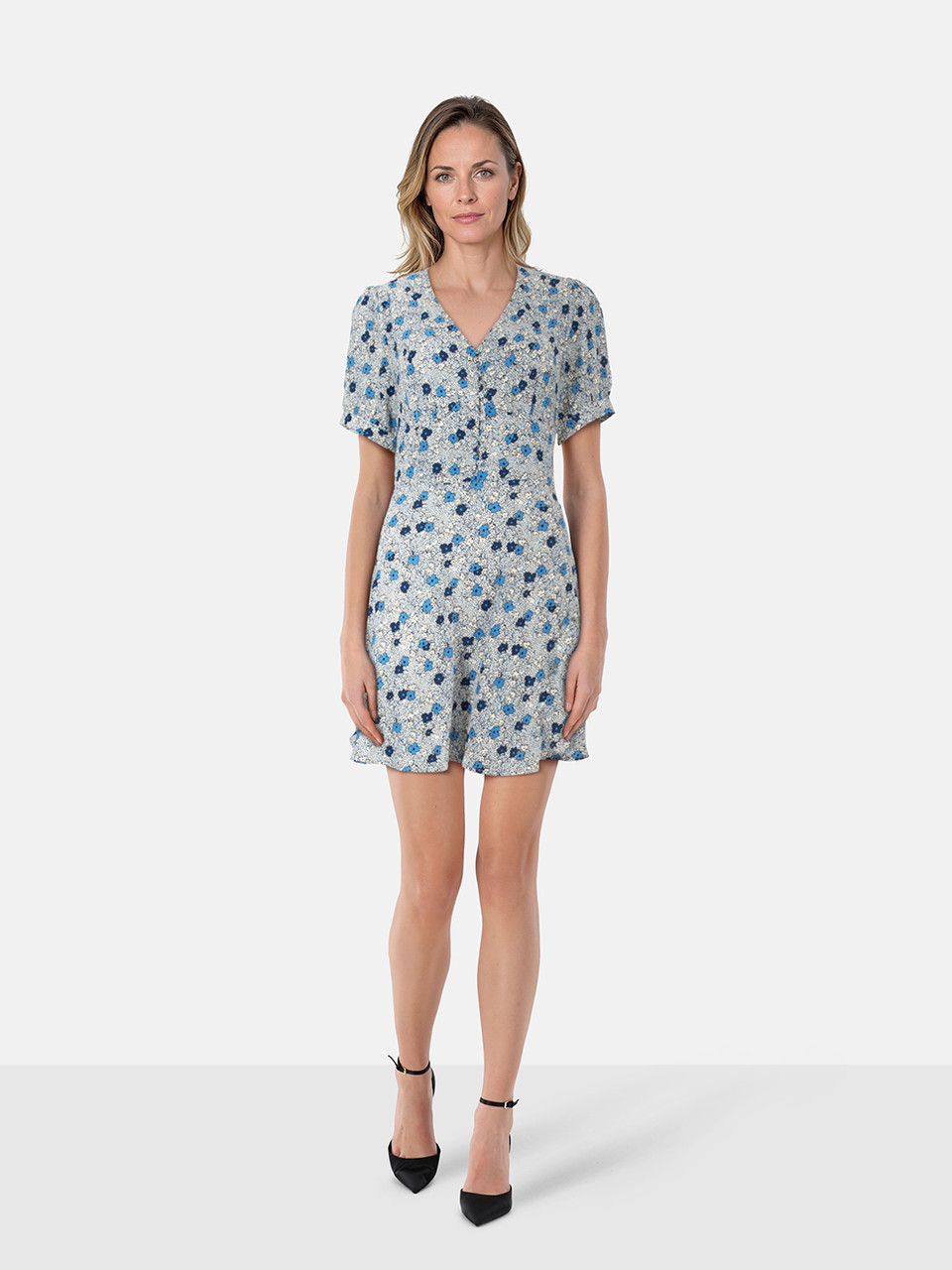 Rouje Blue Floral Mini Dress