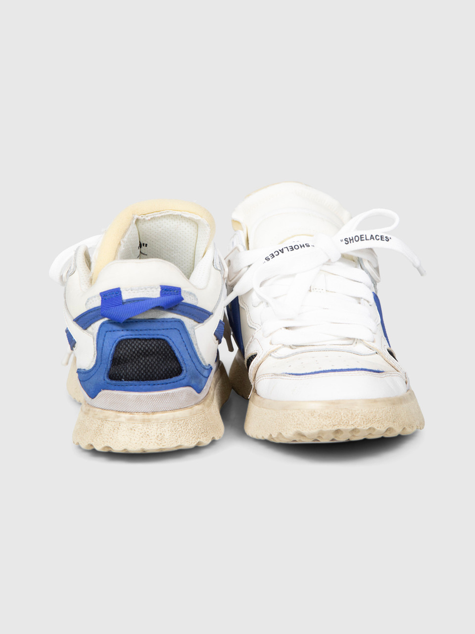 Off-White White & Blue Mid Top Sponge Trainers