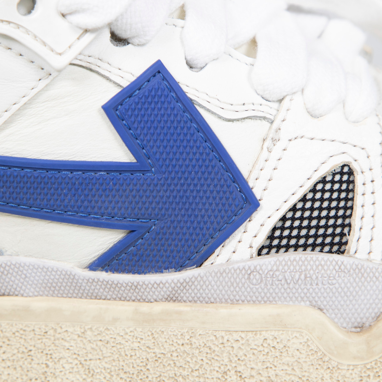 Off-White White & Blue Mid Top Sponge Trainers