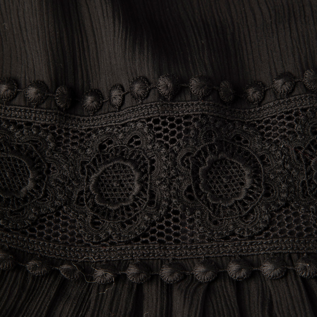 Burberry Black Lace Trim Knee Length Dress