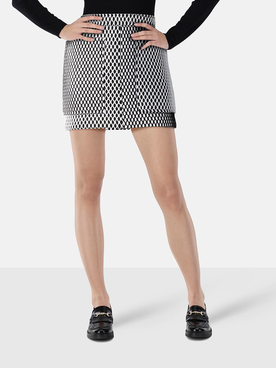 Burberry Black & White Mesh Detail Skirt