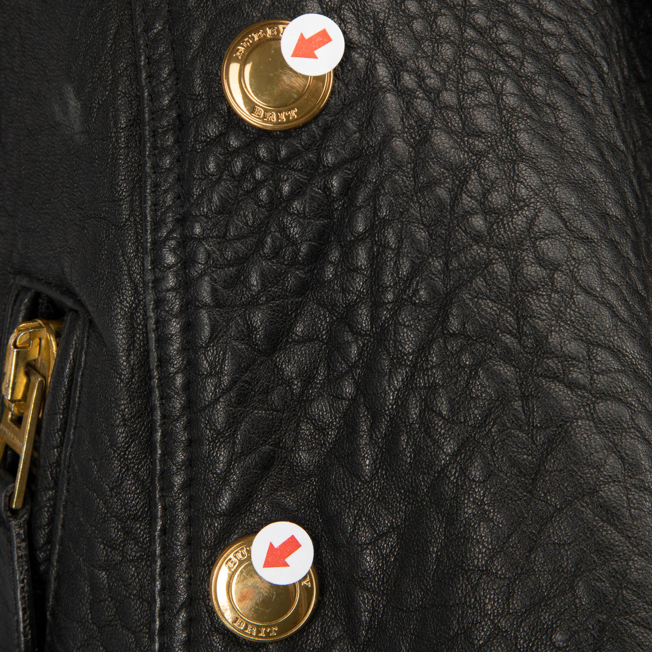 Burberry Black Leather Hardware Detail Jacket