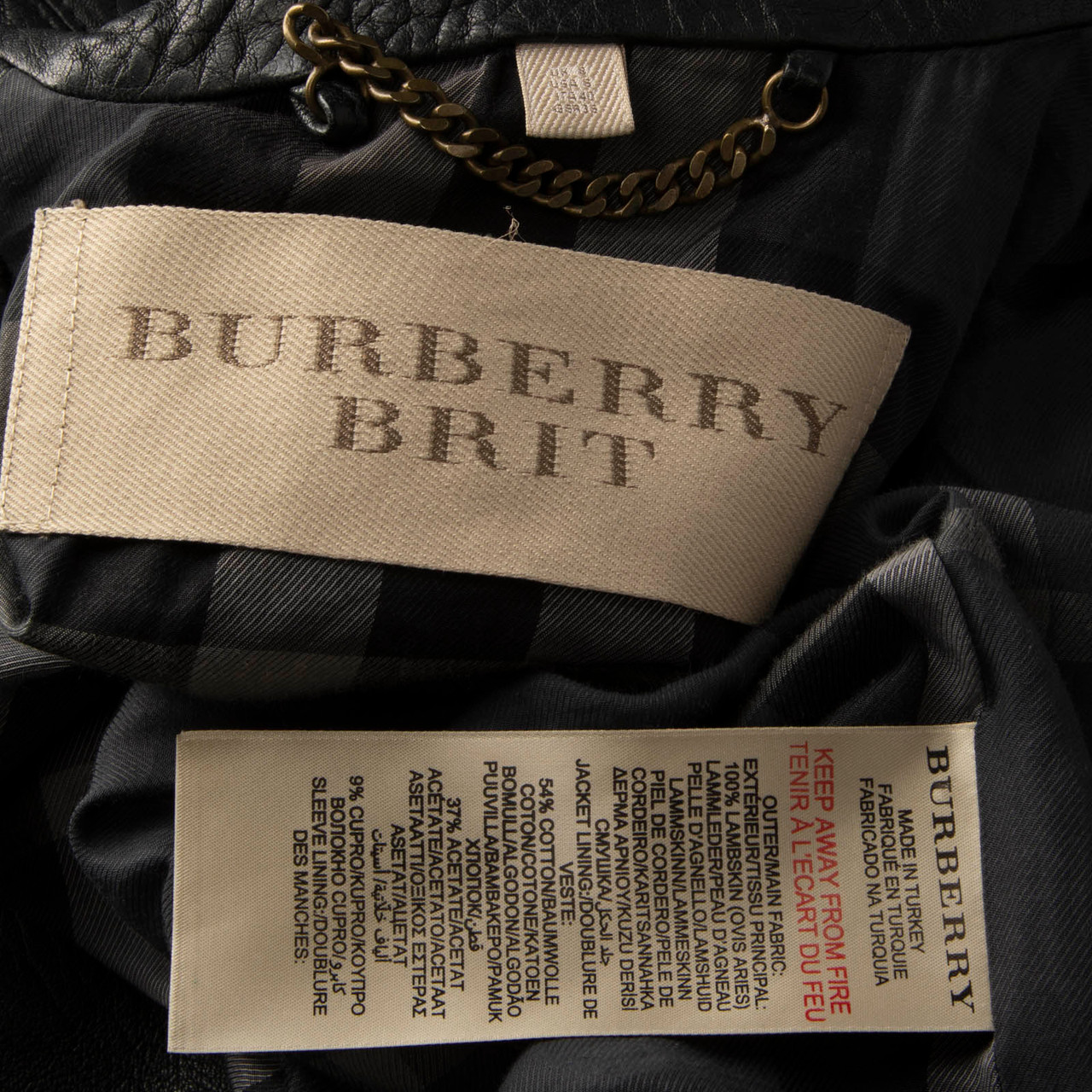 Burberry Black Leather Hardware Detail Jacket