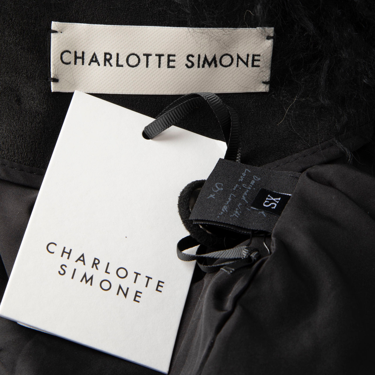 Charlotte Simone Black Lamb Shearling Penny Coat