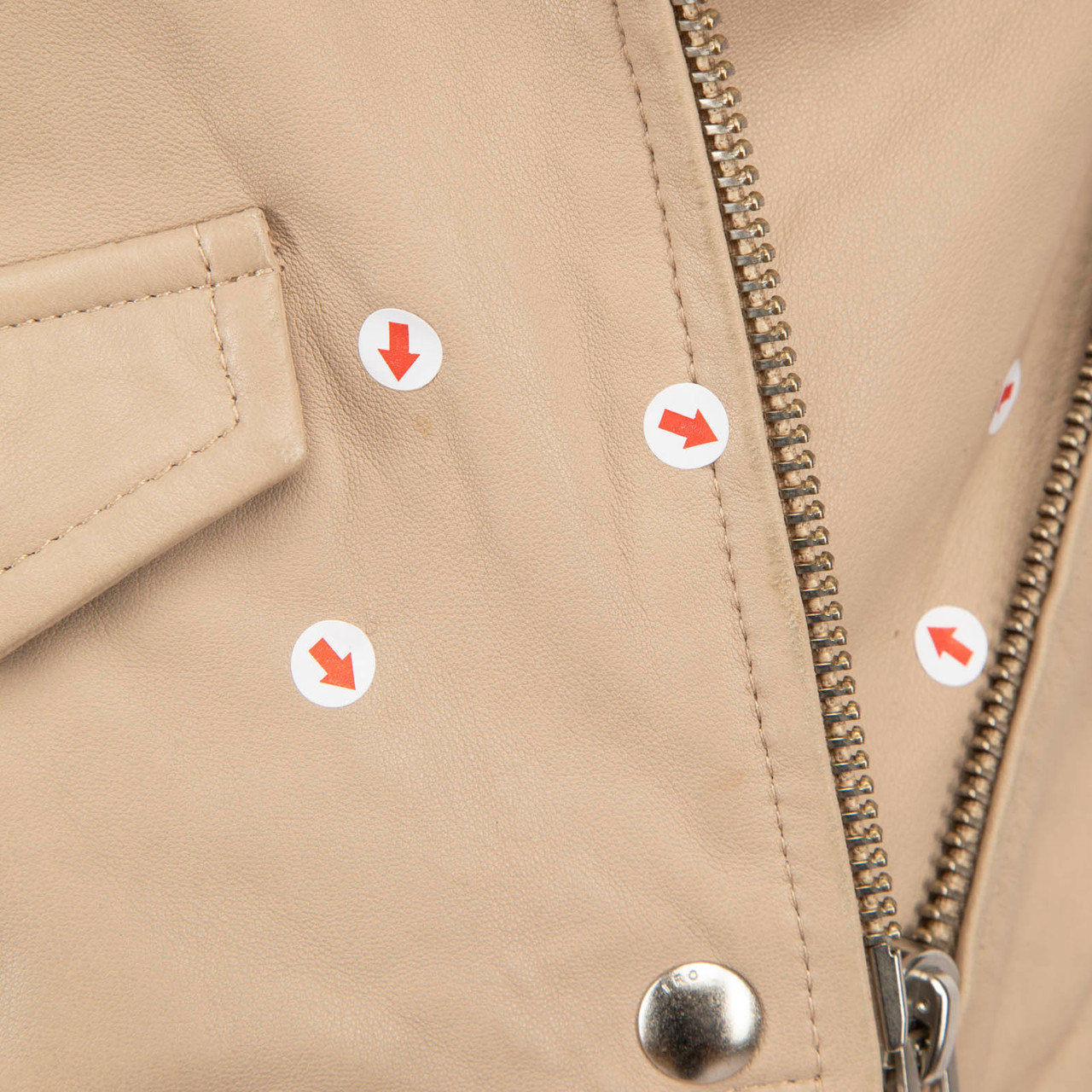 Iro Beige Leather Biker Jacket