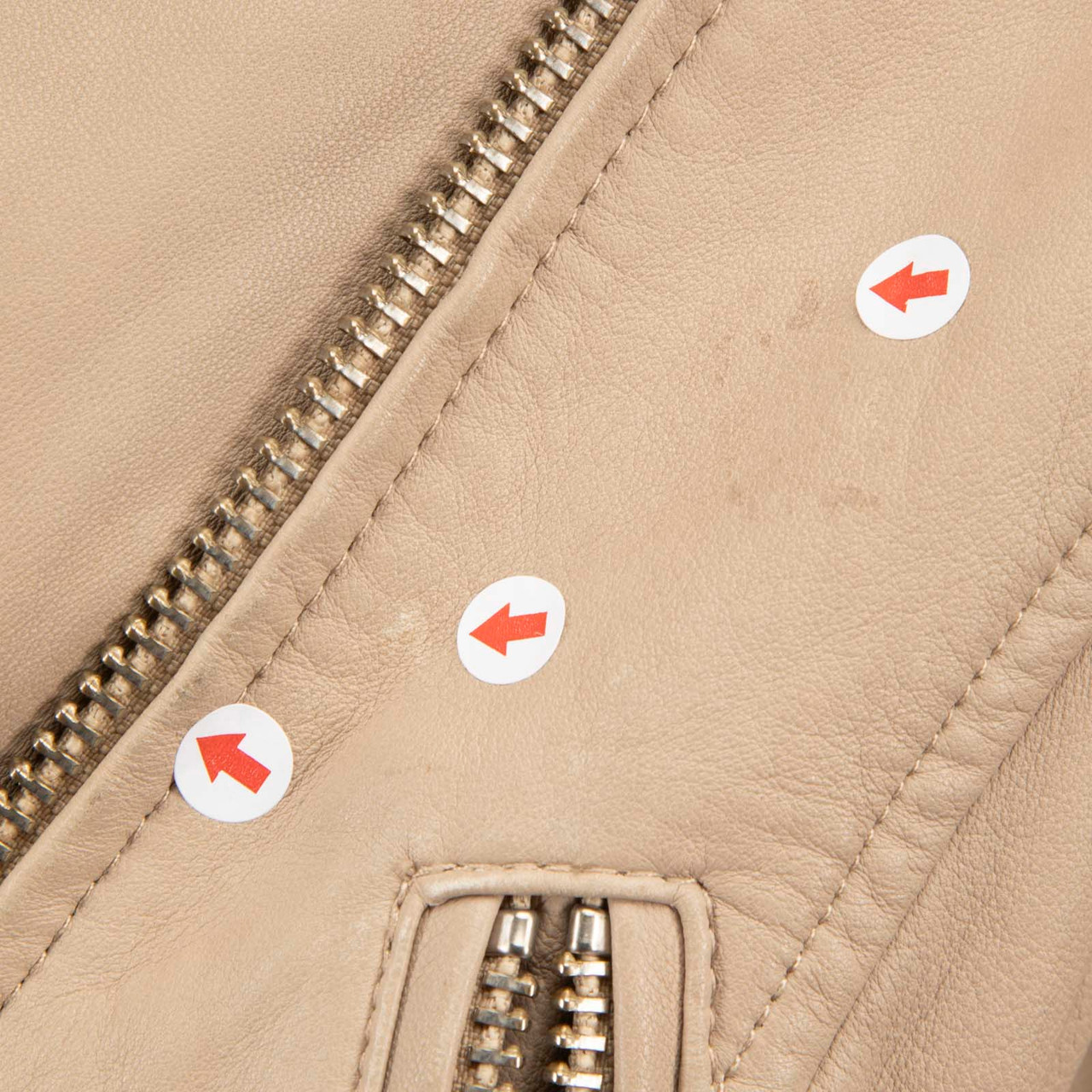 Iro Beige Leather Biker Jacket