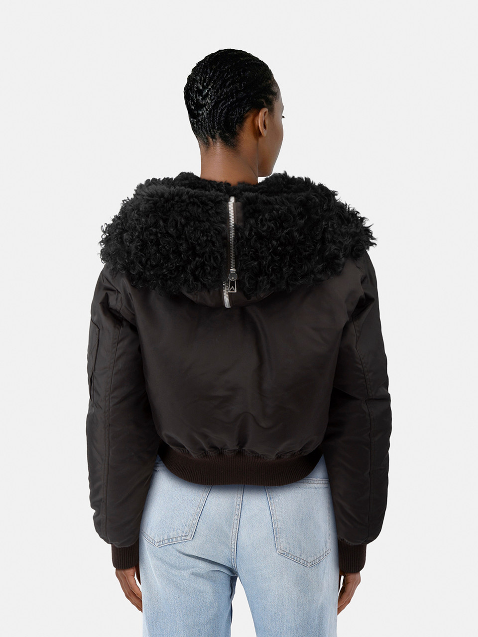Bottega Veneta Black Shearling Lined Bomber Jacket