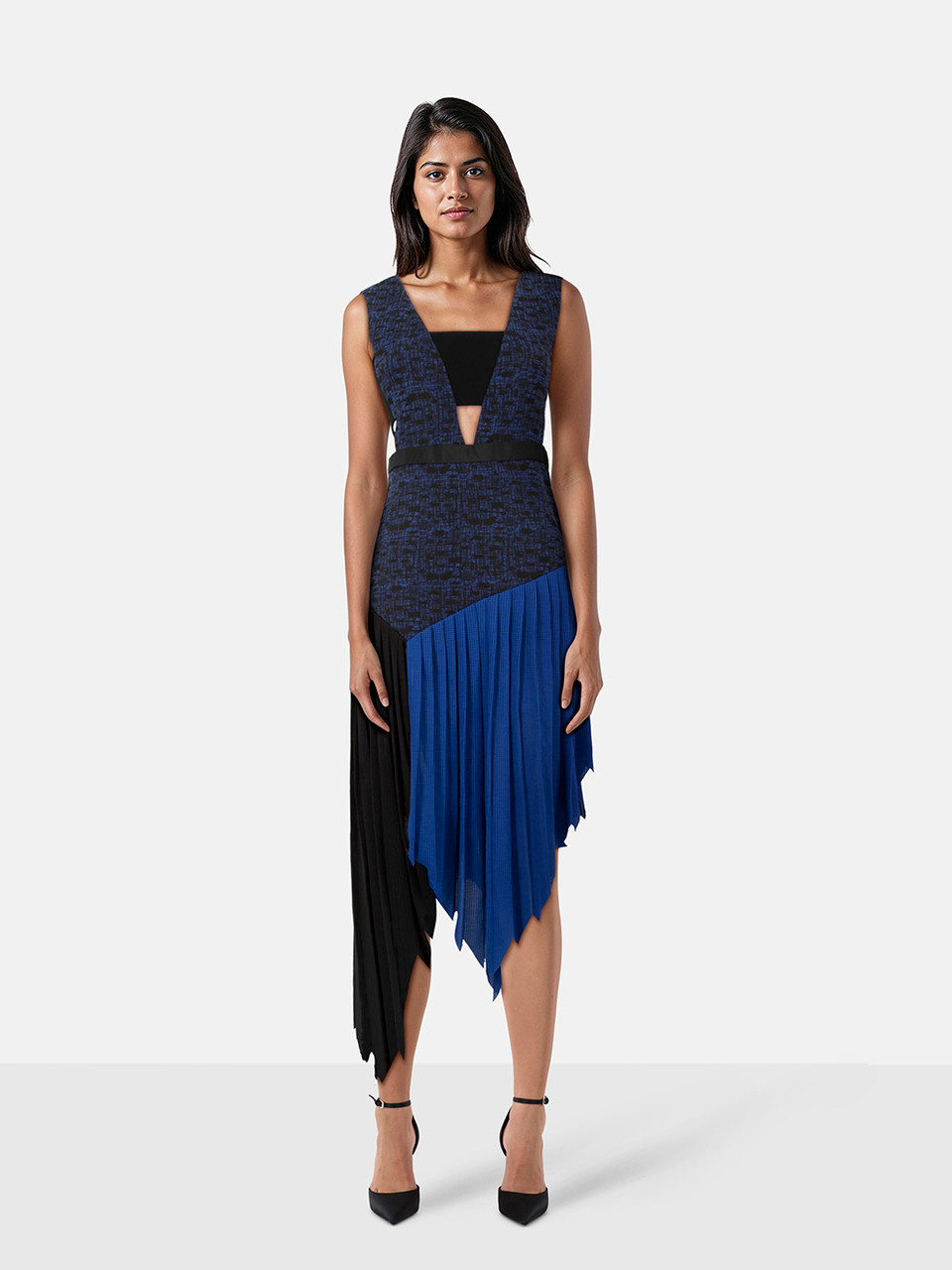 Self-Portrait Blue & Black Asymmetric Dress