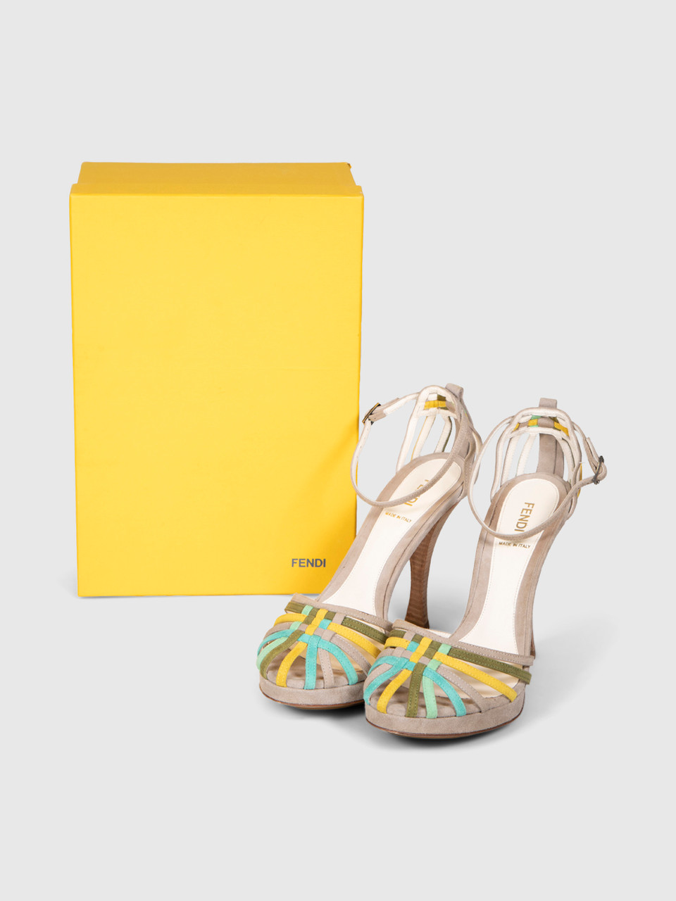 Fendi Woven Suede Heeled Sandals