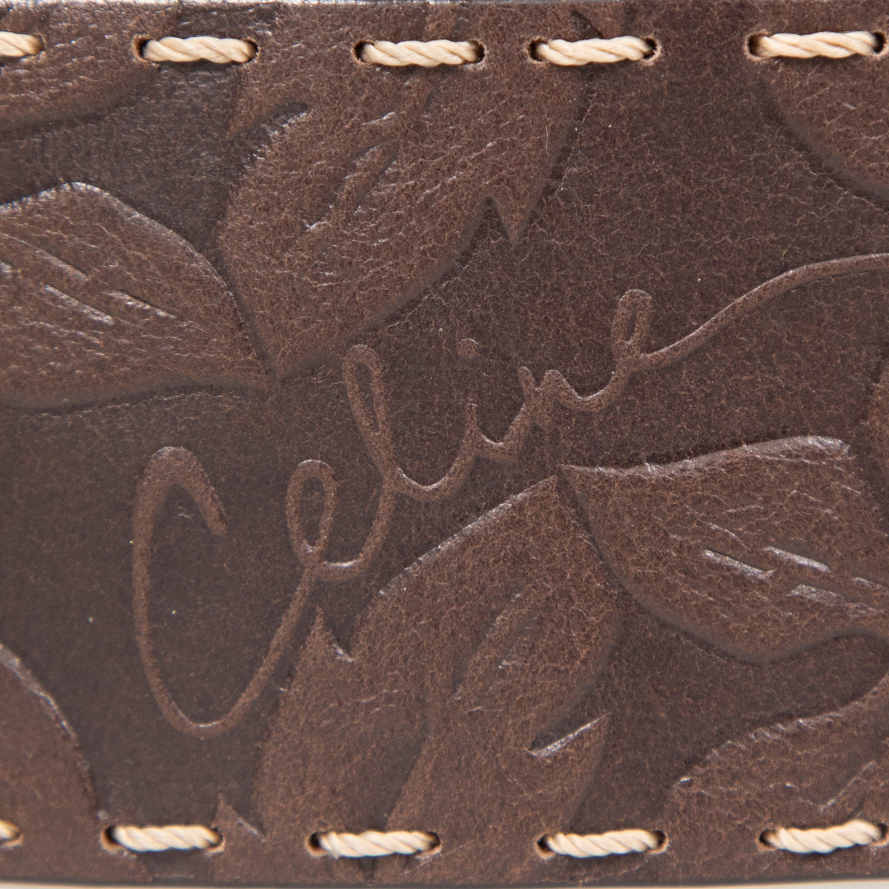 Céline Brown Leather Floral Embossed Belt