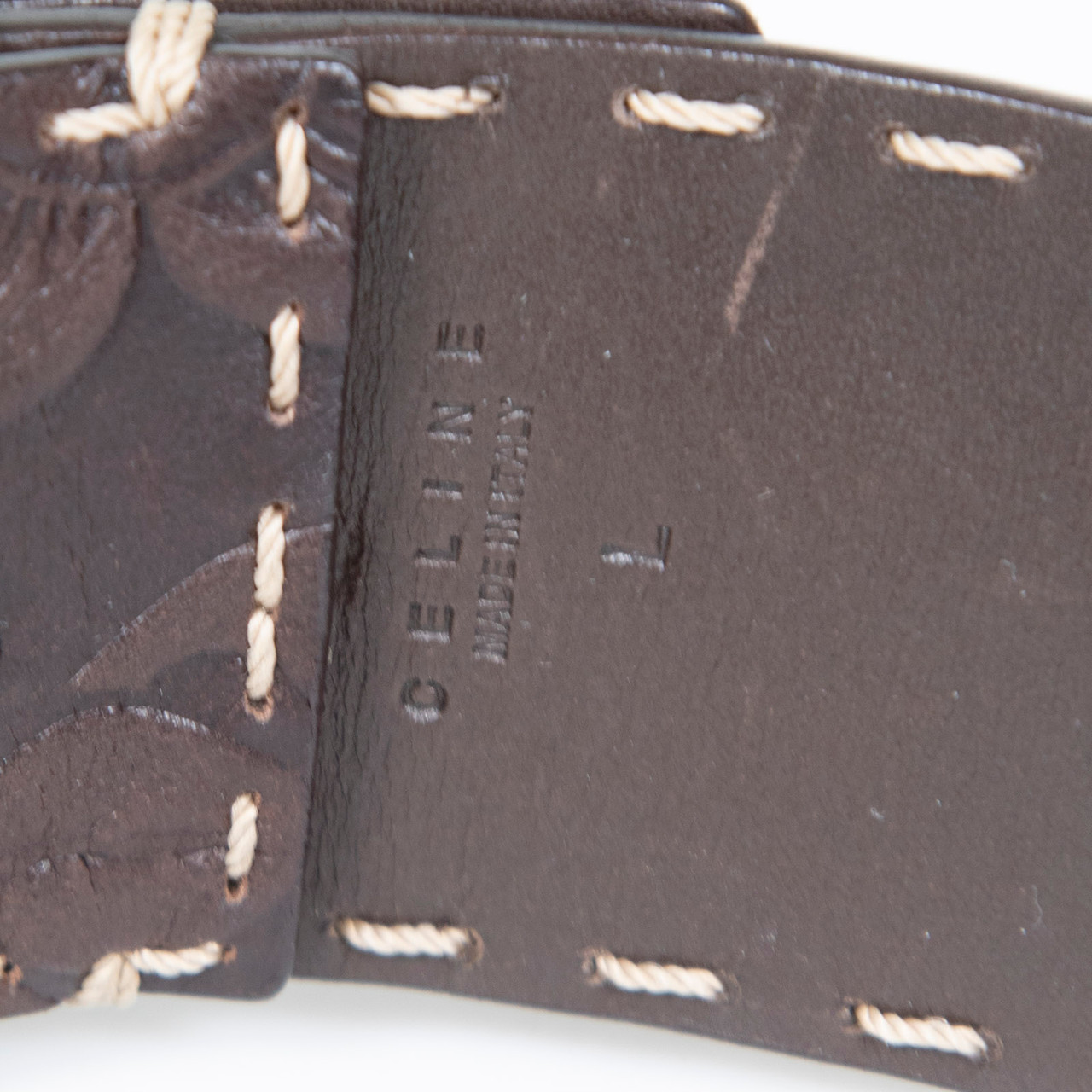 Céline Brown Leather Floral Embossed Belt