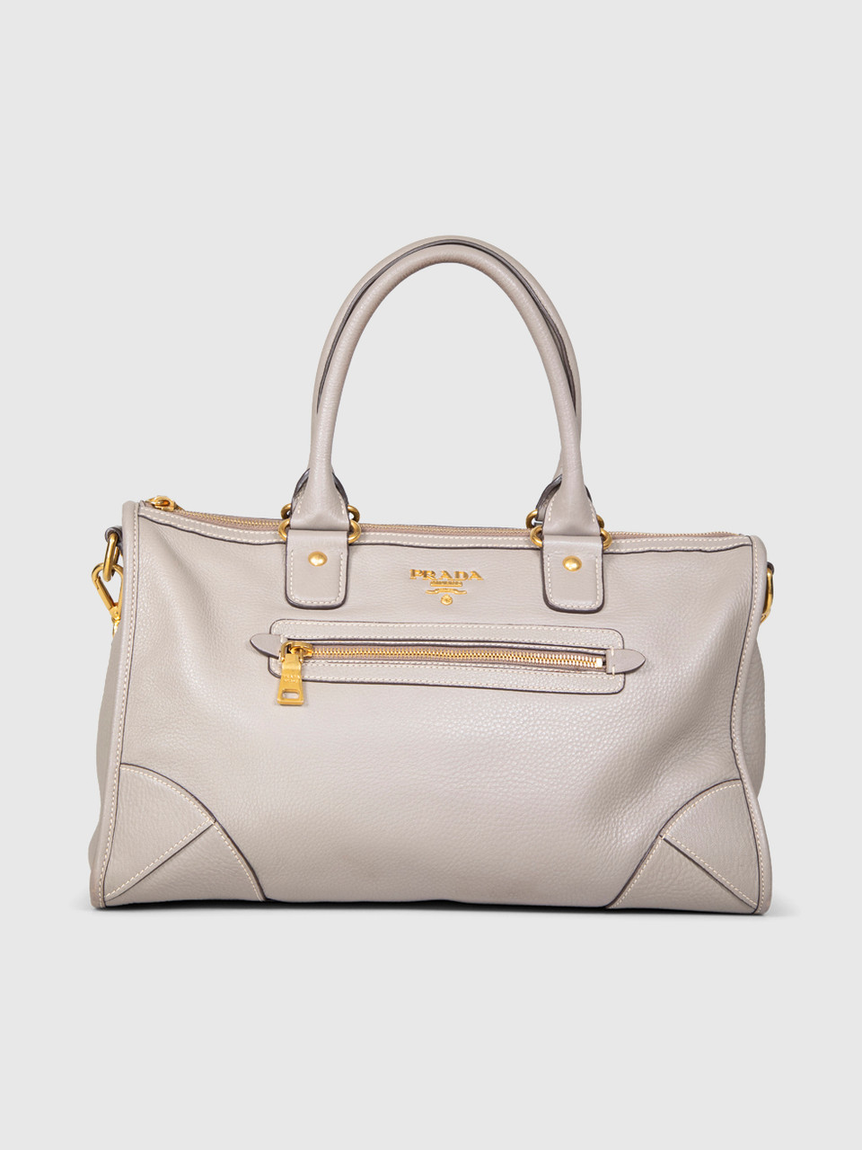 Prada Grey Leather Vitello Daino Bag