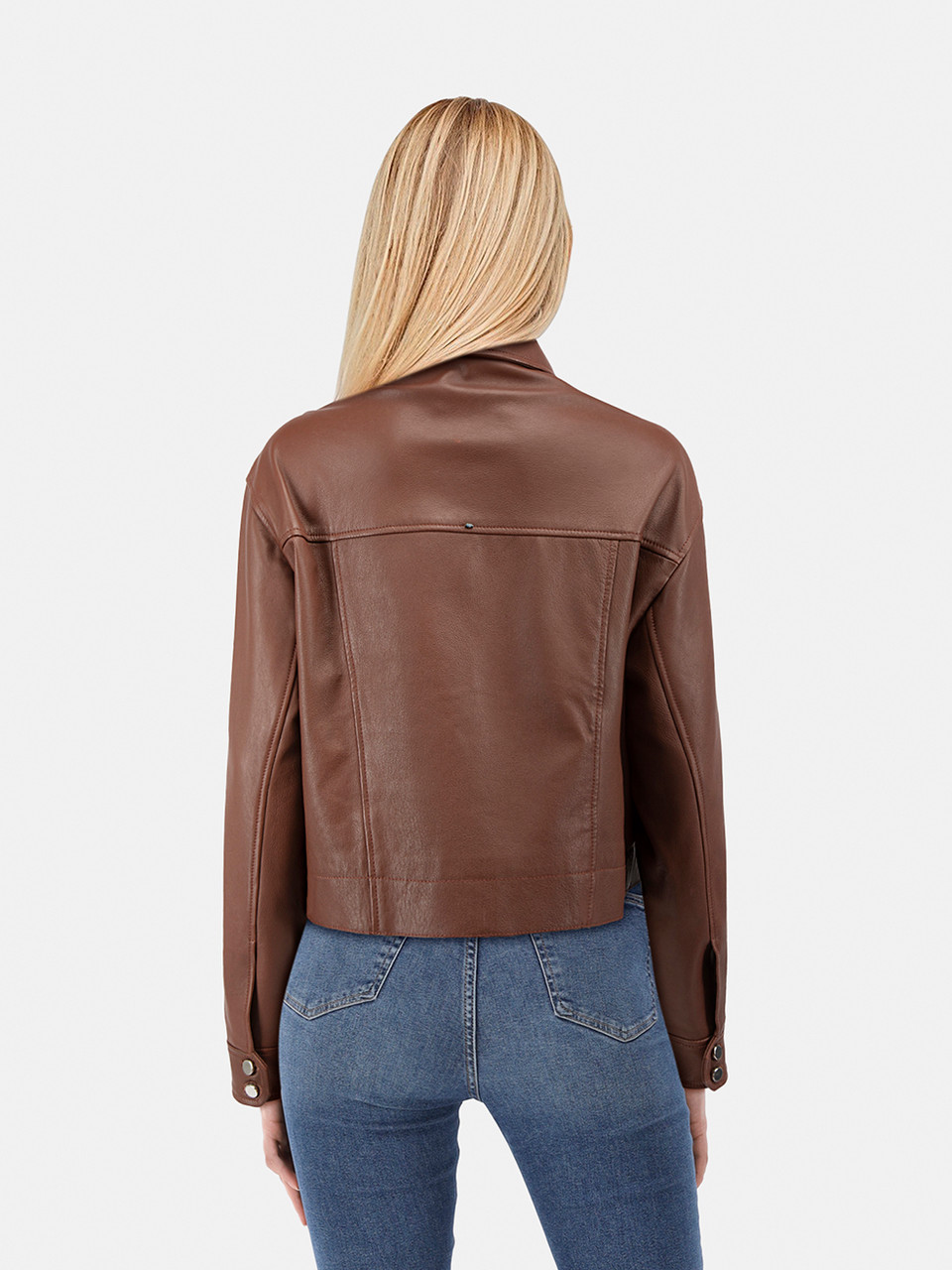 Sportmax Brown Lamb Leather Bomber Jacket