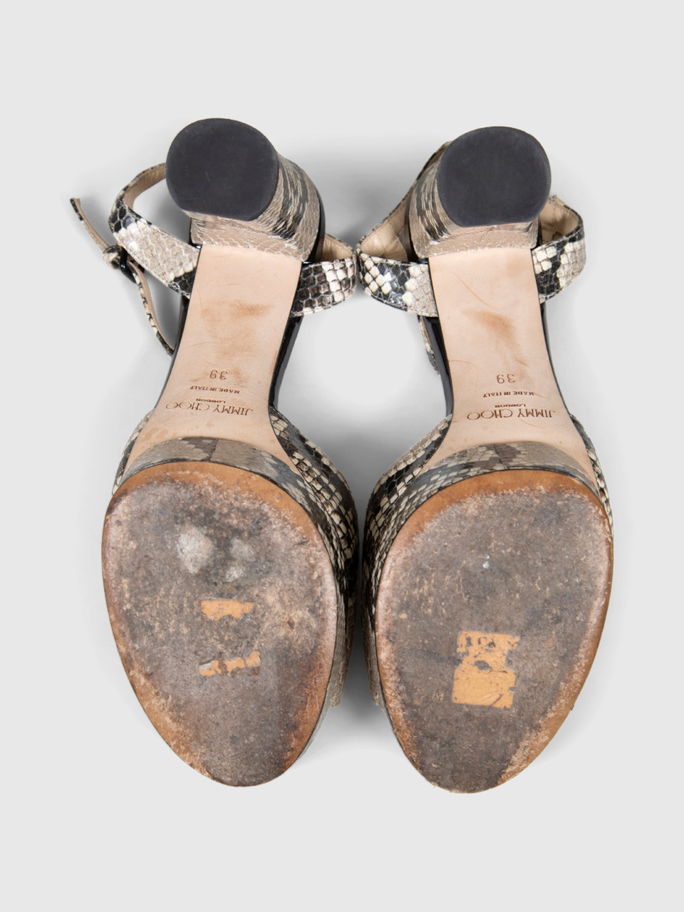 Jimmy Choo Snake Embossed Heeled Sandals