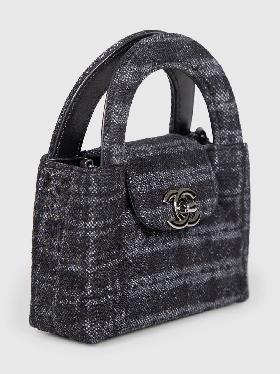 Chanel Grey Tweed Quilted Micro Kelly