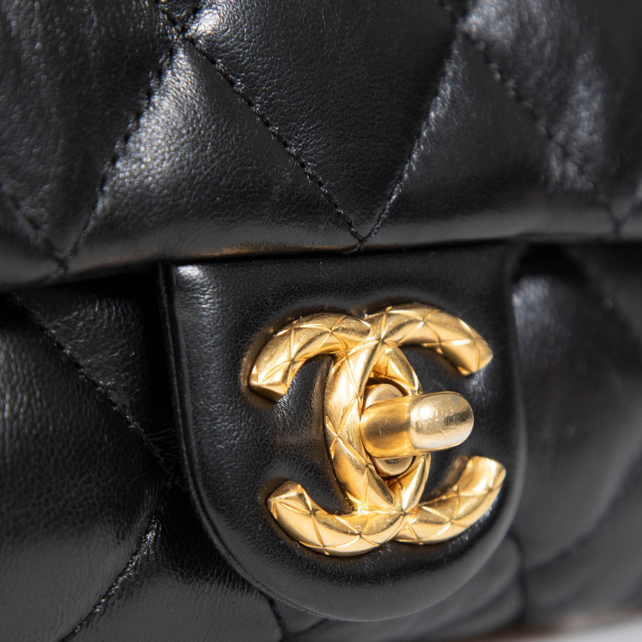 Chanel Black Lambskin Pillow Crush Flap Bag