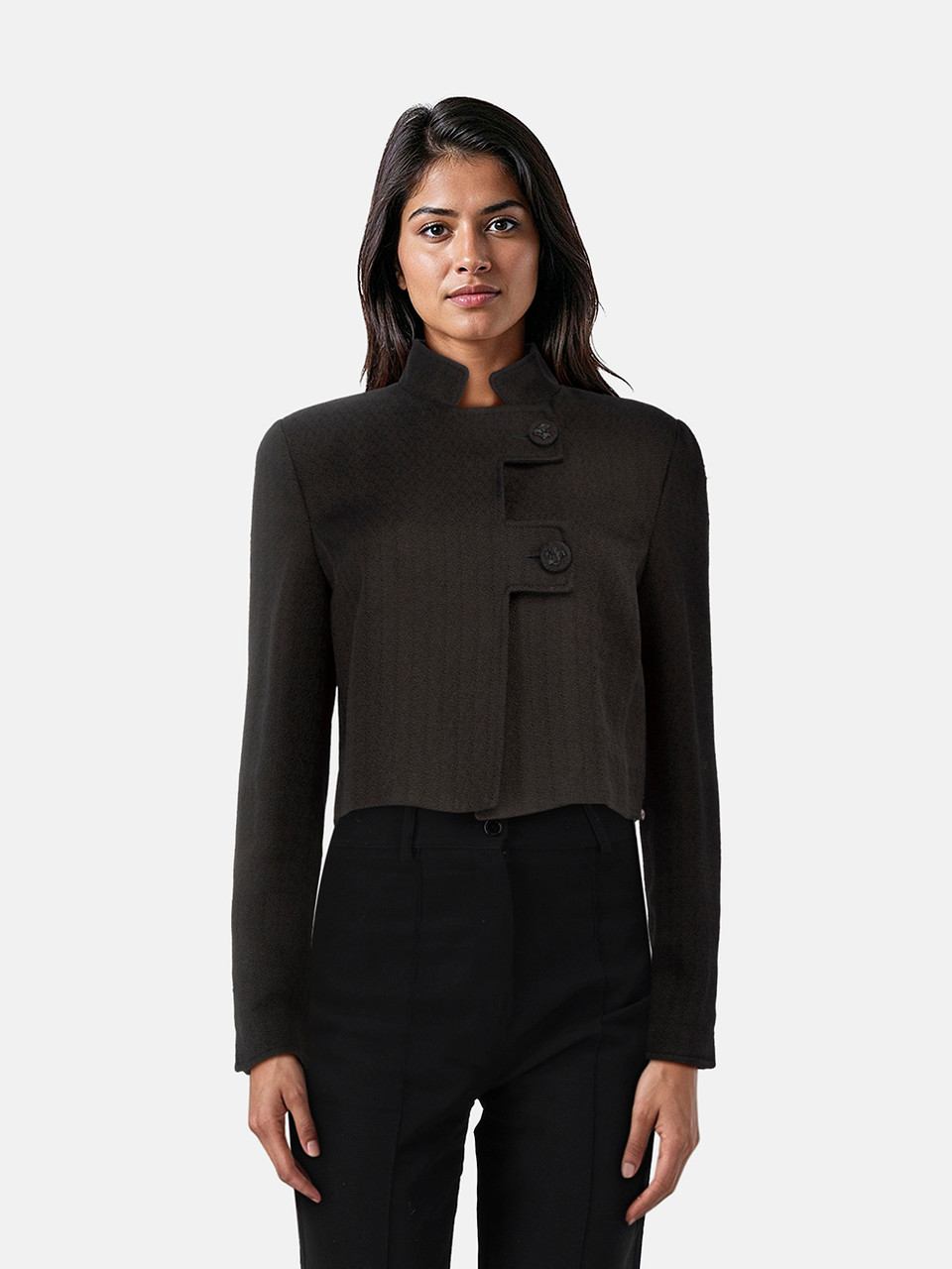 Versace Black Cropped Double Breasted Jacket