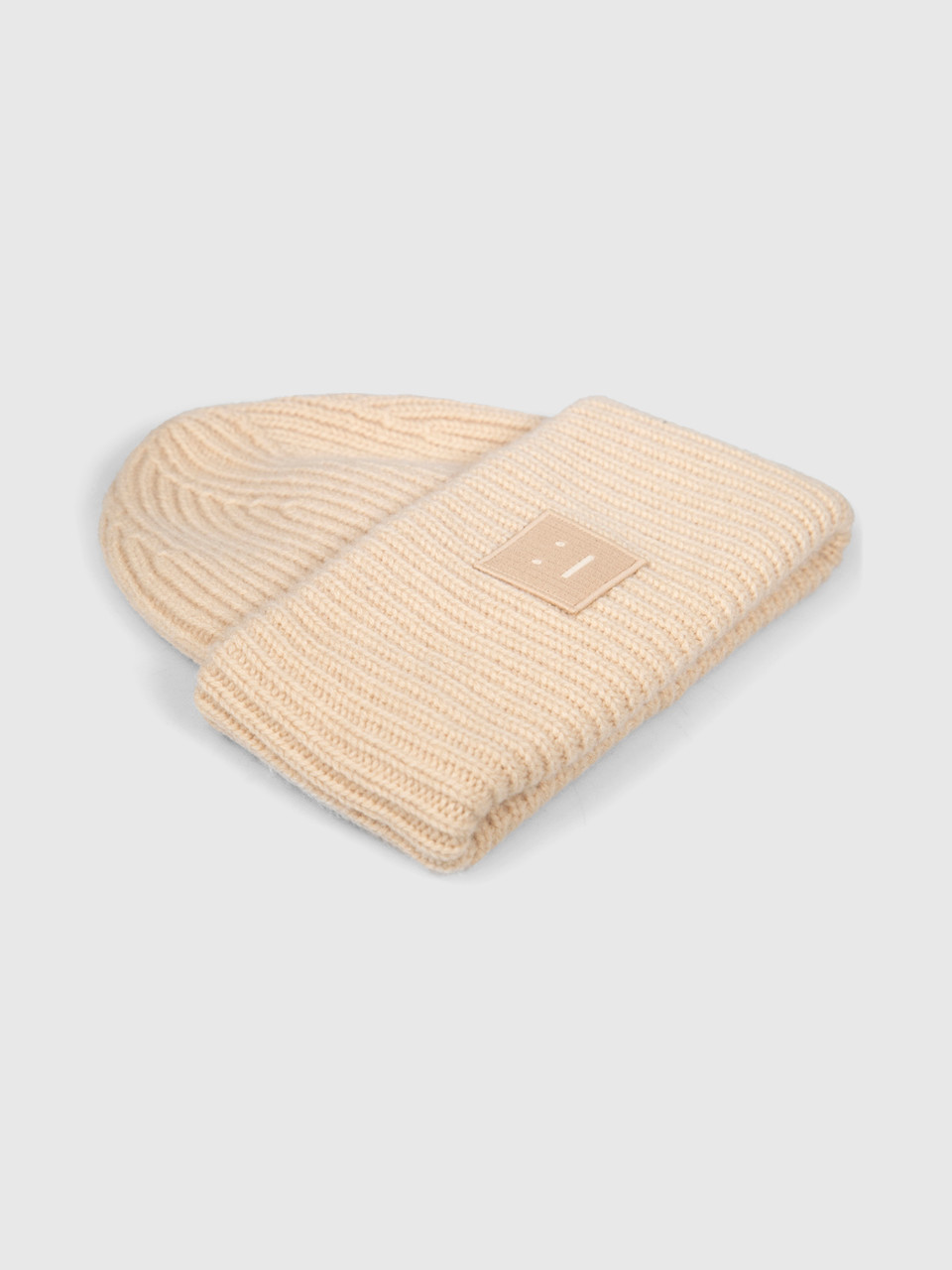 Acne Studios Biscuit Beige Wool Small Face Logo Beanie