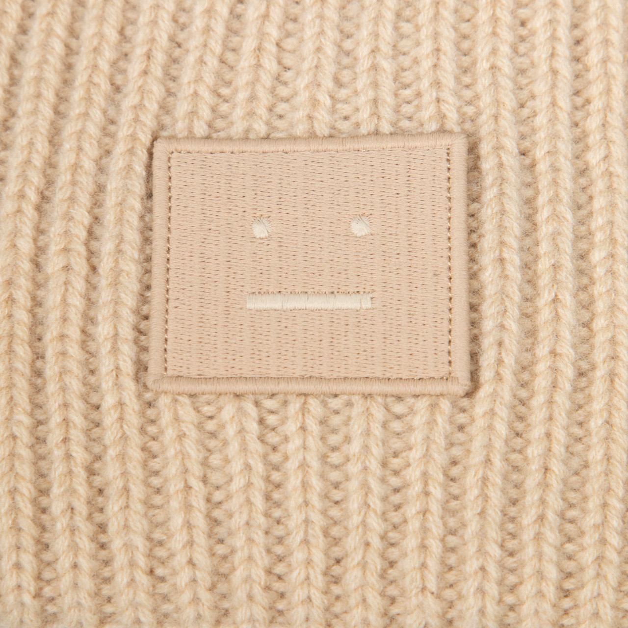 Acne Studios Biscuit Beige Wool Small Face Logo Beanie