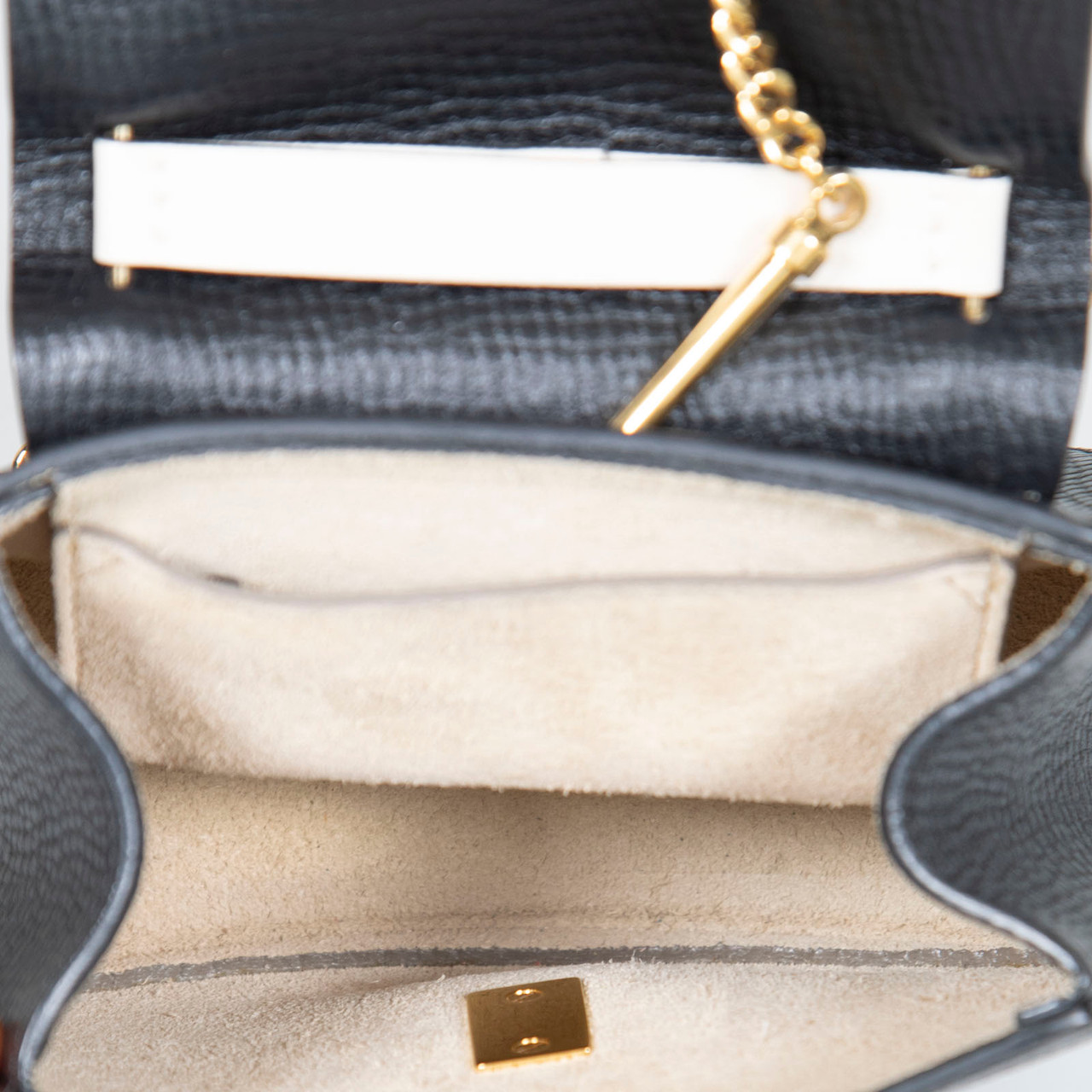 Chloé Beige & Black Leather Nano Drew Bag