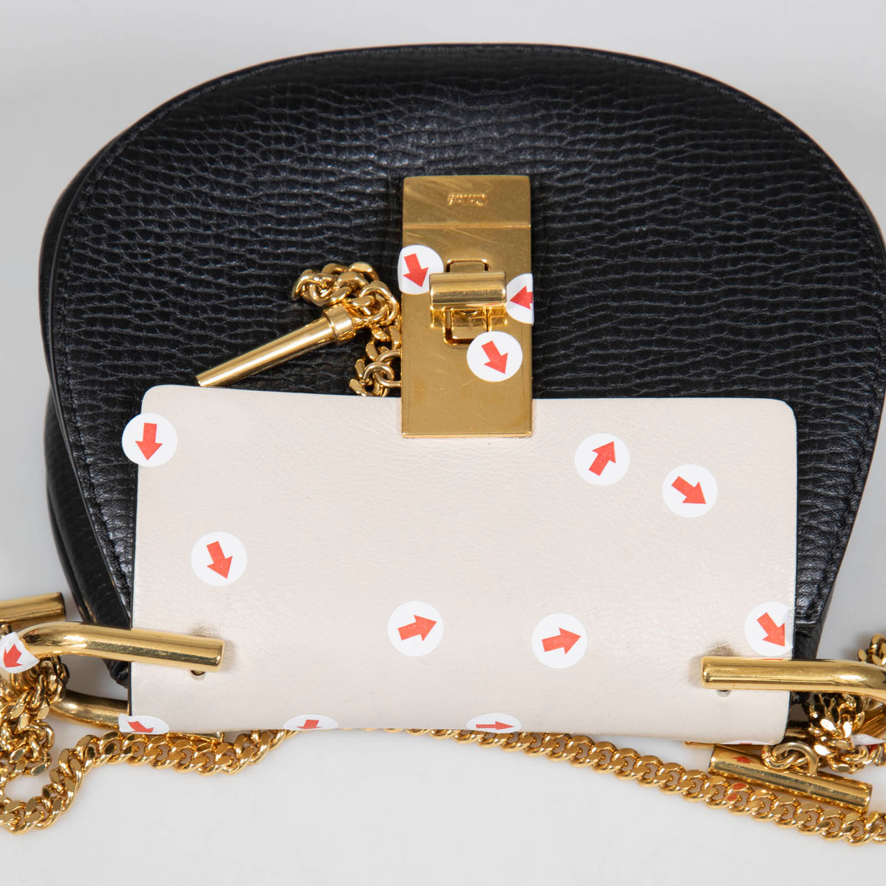 Chloé Beige & Black Leather Nano Drew Bag