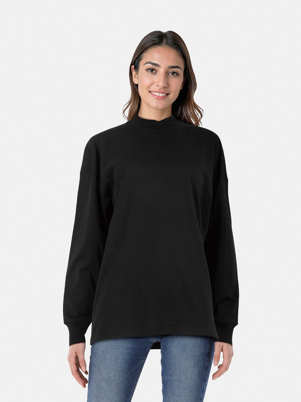 The Row Black Long Sleeve Mock Neck Top