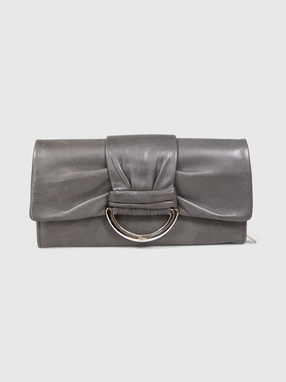 Dior Grey Leather Demi Lune Wallet On Chain