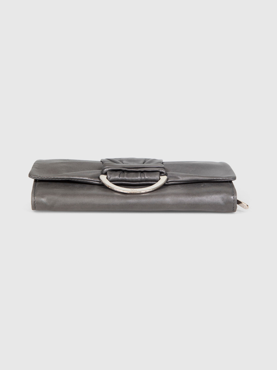 Dior Grey Leather Demi Lune Wallet On Chain