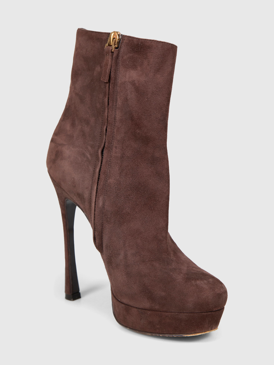 Saint Laurent Brown Suede Jane Ankle Boots