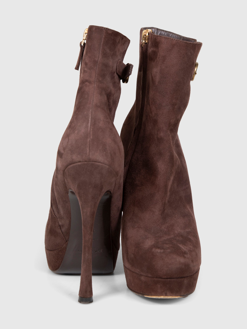 Saint Laurent Brown Suede Jane Ankle Boots