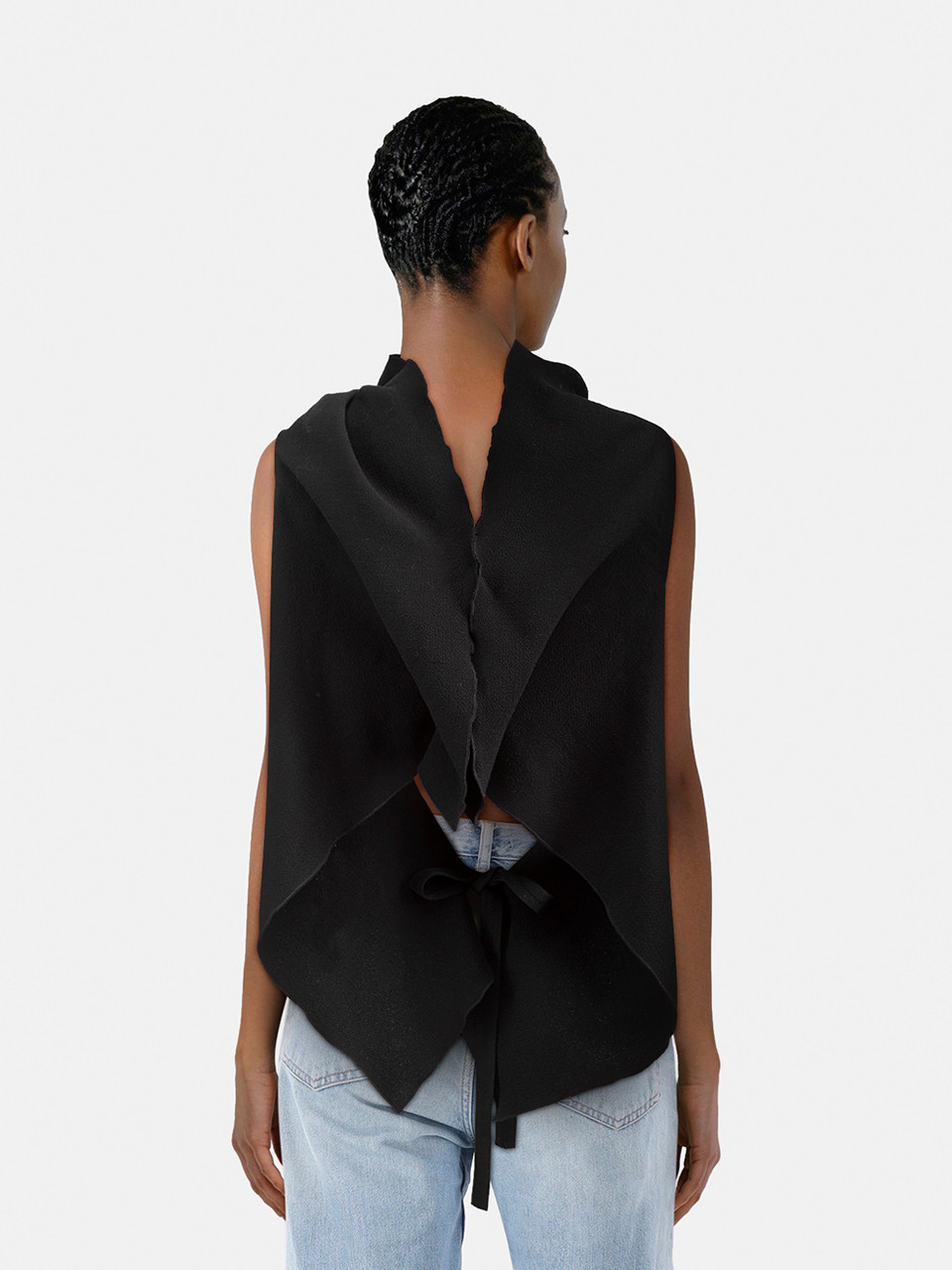 Roland Mouret Black Wool Open Back Top