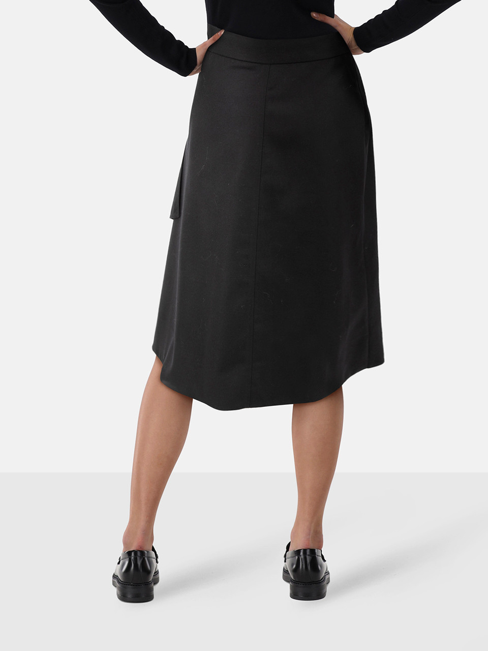 Marni Black Front Drape Midi Skirt
