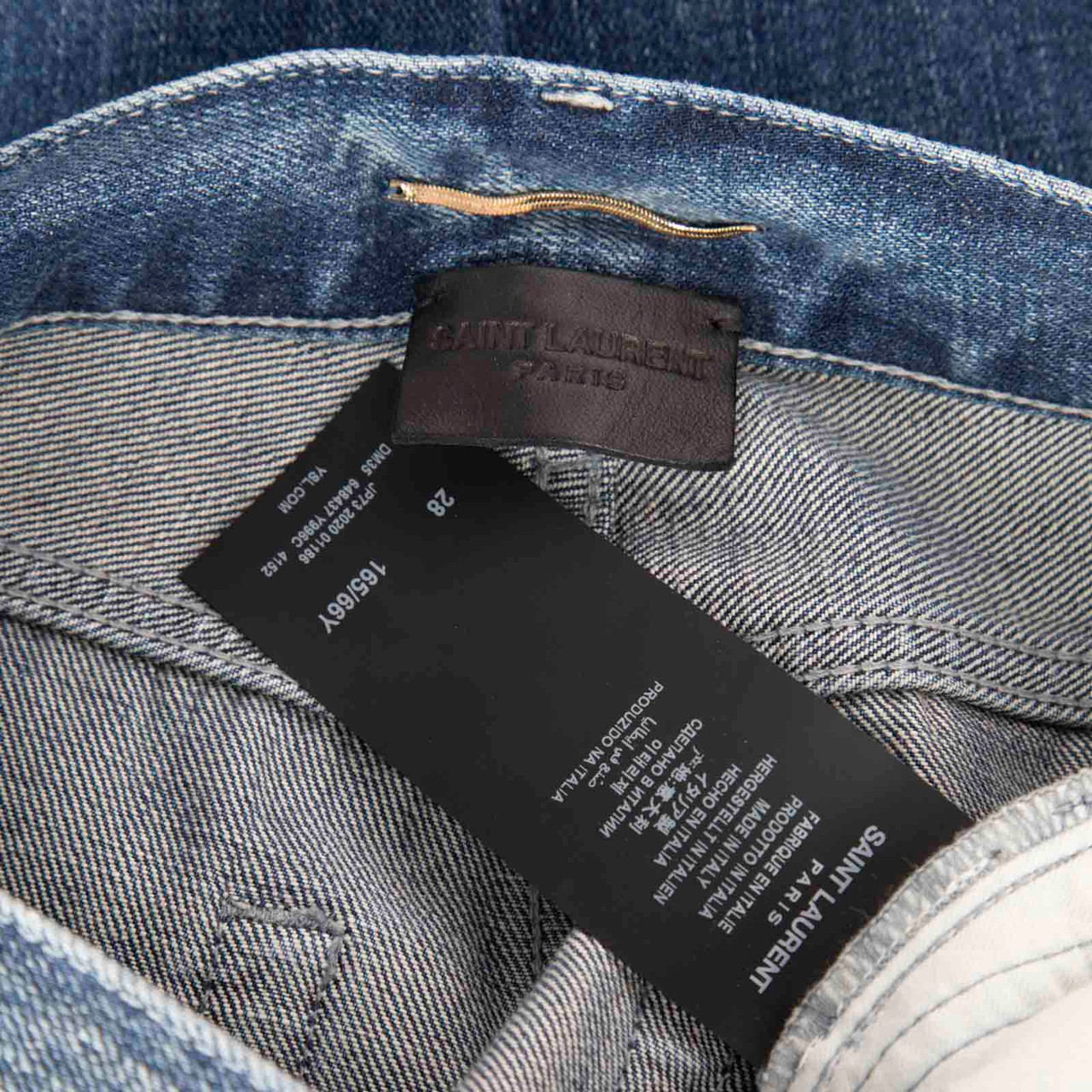 Saint Laurent Blue Denim Distressed Jeans