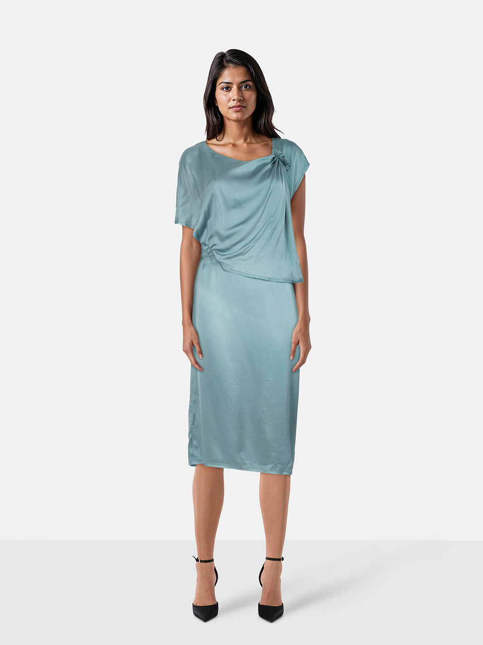 Fendi Blue Silk Asymmetric Dress