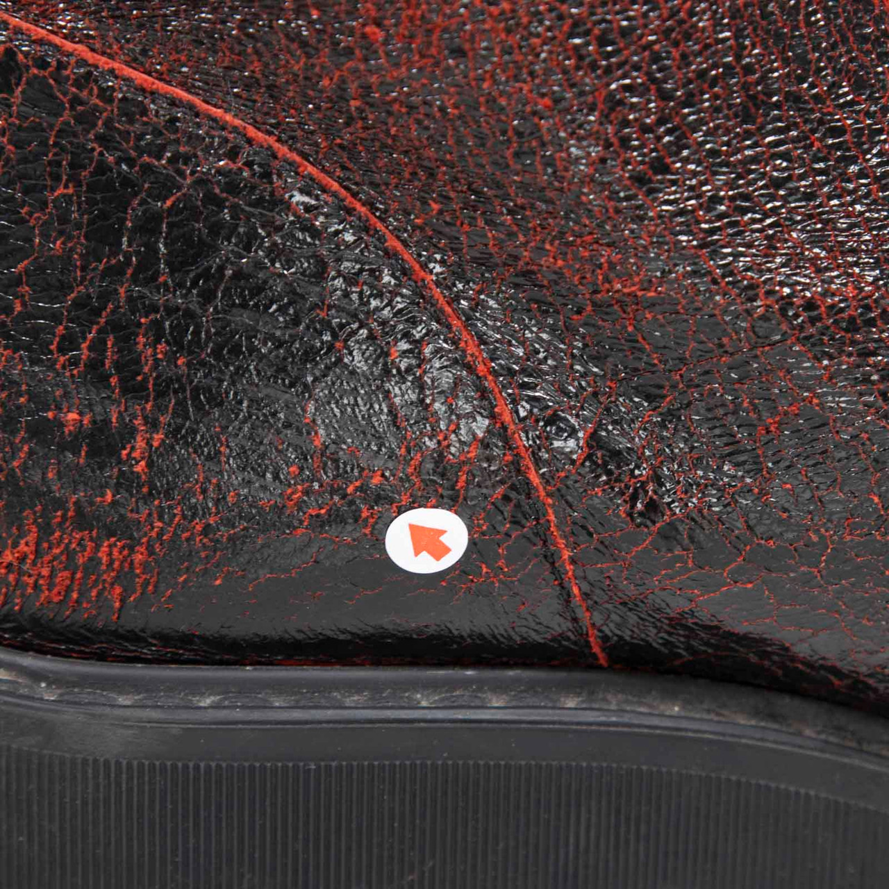 Chanel Black & Red Crackle Leather Combat Boots